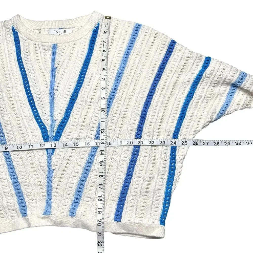Paisie | Women | Pointelle Knit Multi Stripe Dolman Sleeve Sweater Top | Size XL